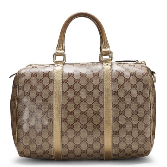 ❤️Gucci AuthenticVintage GG Crystal Gold Medium Joy Boston Bag - Picture 4 of 12